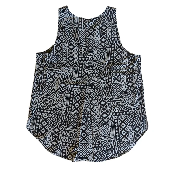 Faded Glory High Low Sleeveless Top XL Black White Pattern - Picture 9 of 14